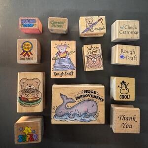 Rubber Stamps lot of 13 Vintage